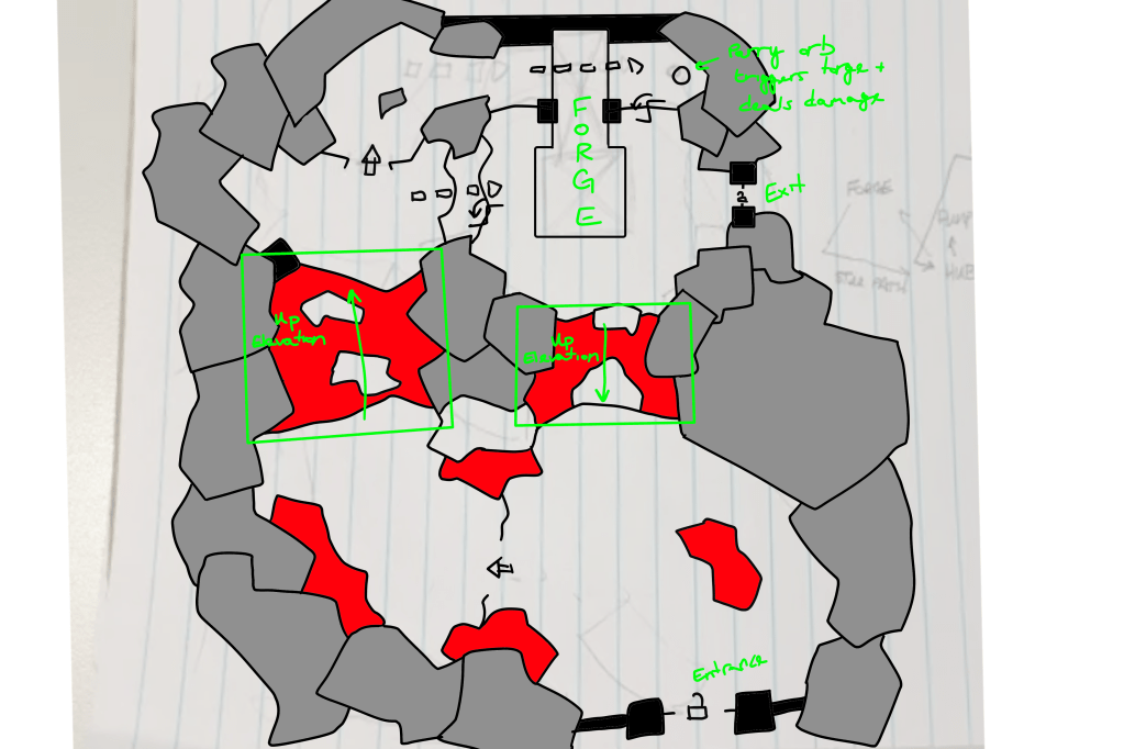 Paper map of the fourth area -- the forge.
